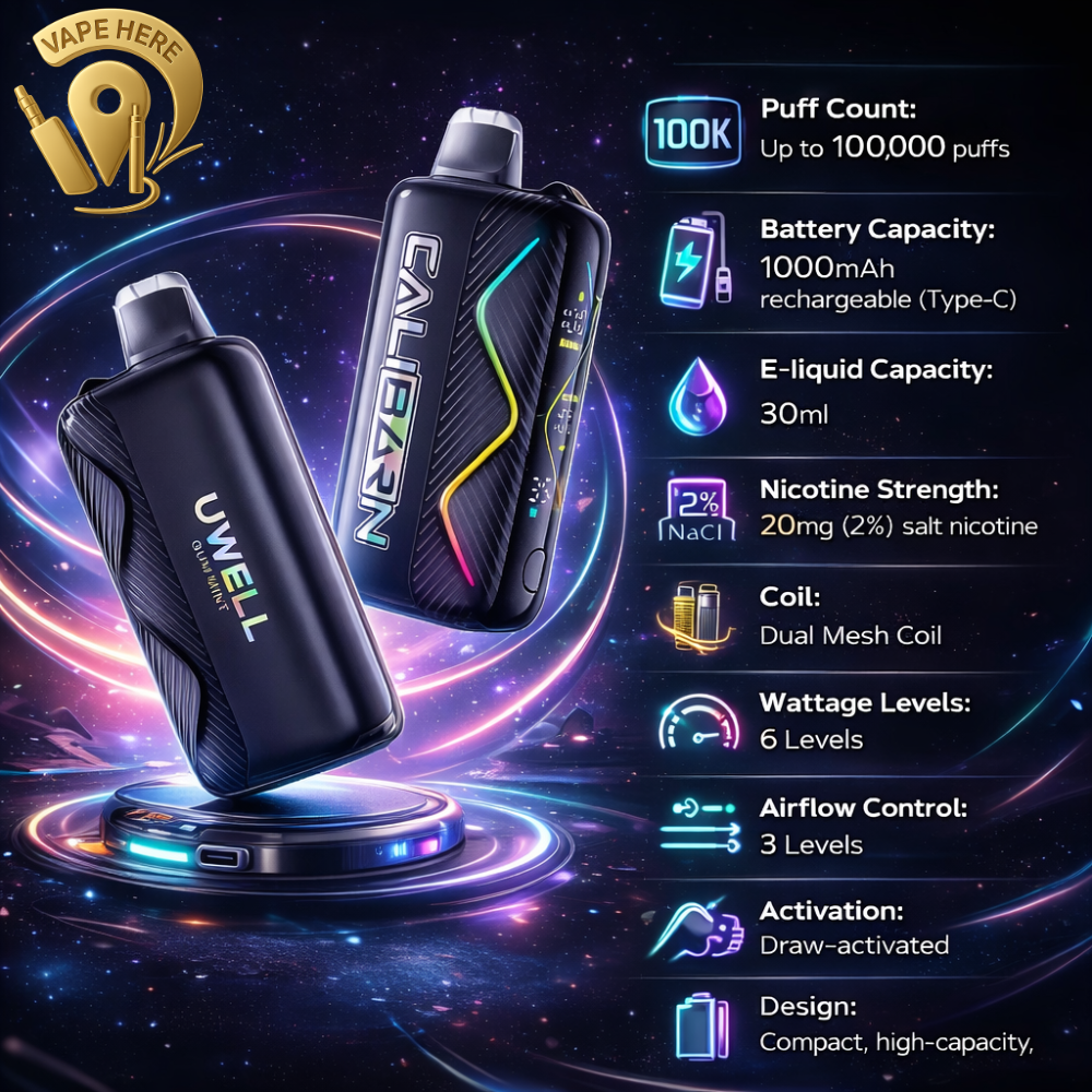 100K UWELL CALIBURN BAR Disposable Vape UAE Dubai 