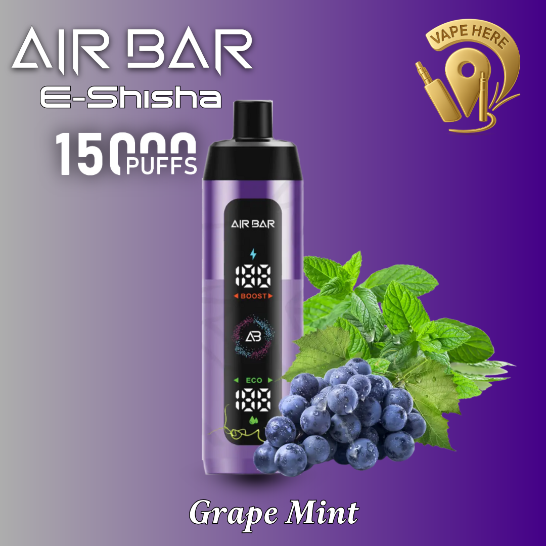 AIR BAR E-SHISHA 15K PUFFS DISPOSABLE VAPE 3mg Grape Mint UAE Ajman 