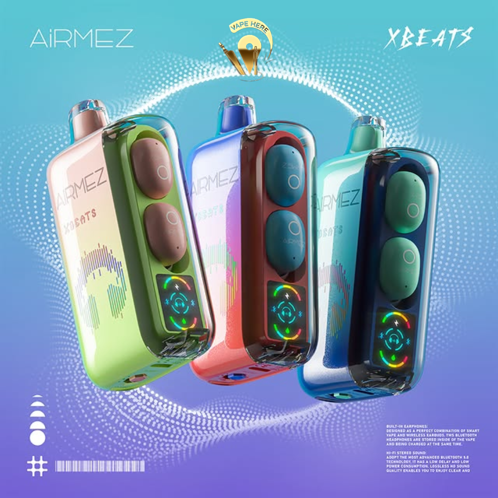 AIRMEZ Xbeats 40000 Puffs Disposable Vape - Airpods Bluetooth Screen Display UAE Dubai