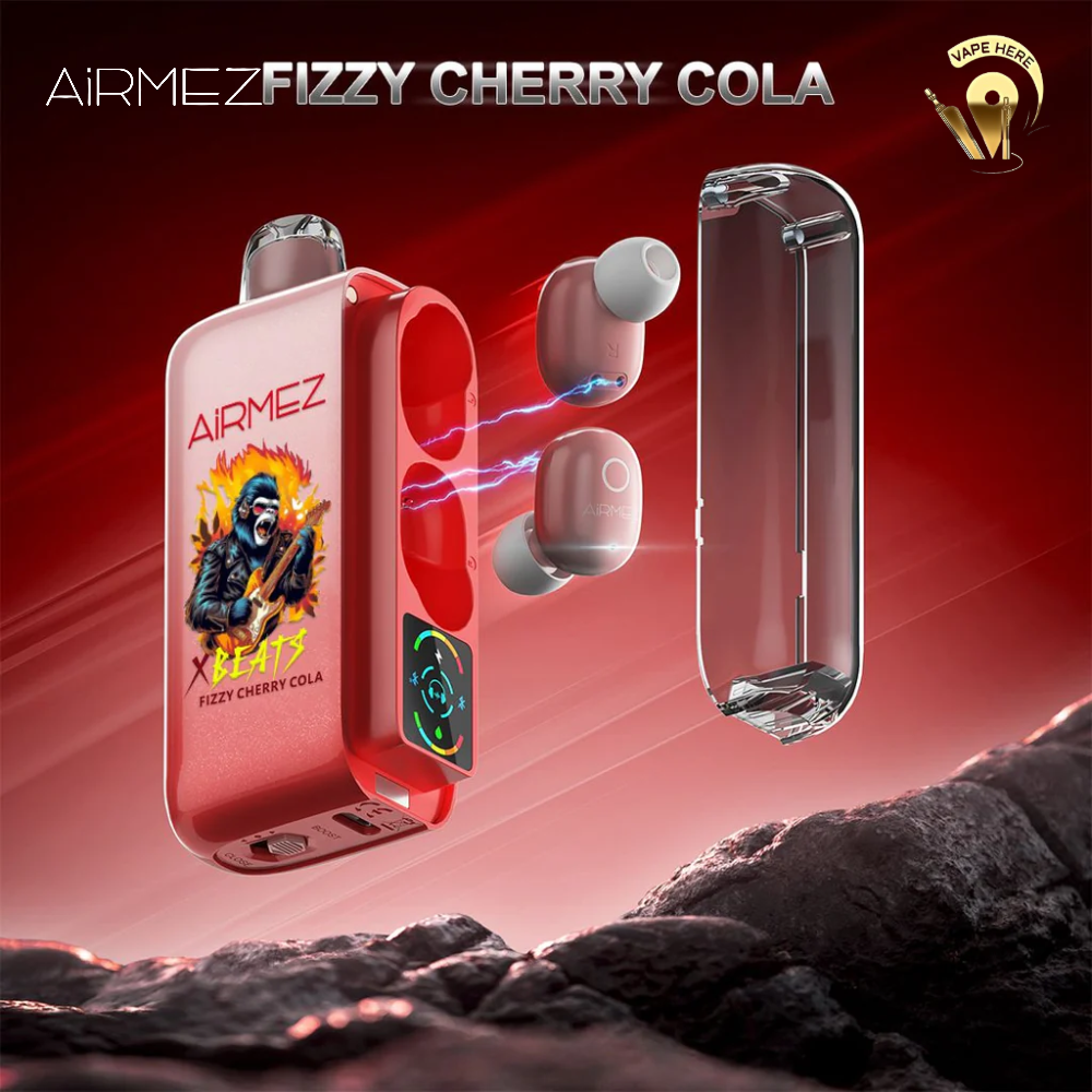 AIRMEZ Xbeats 40000 Puffs Disposable Vape - Airpods Bluetooth Screen Display Fizzy Cherry Cola UAE Ras Al Khaimah