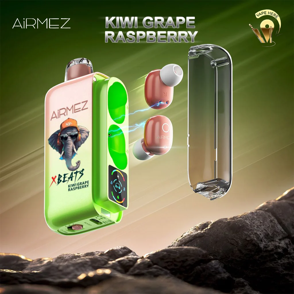 AIRMEZ Xbeats 40000 Puffs Disposable Vape - Airpods Bluetooth Screen Display Kiwi Grape Raspberry UAE Umm Al Quwain