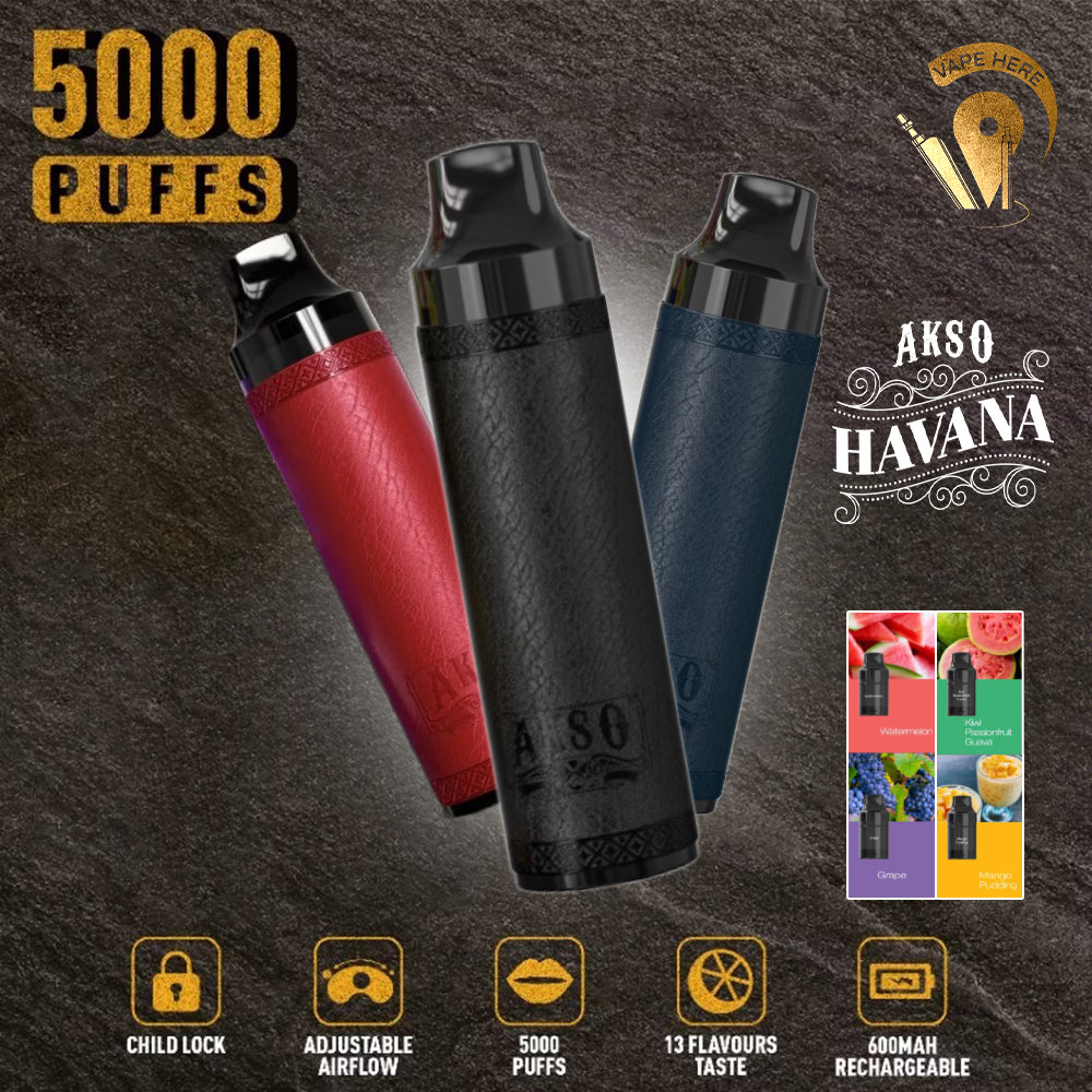 AKSO Havana 5000 Puffs Vape with 4 Flavor Pods (Mixed Flavors) UAE Abu Dhabi