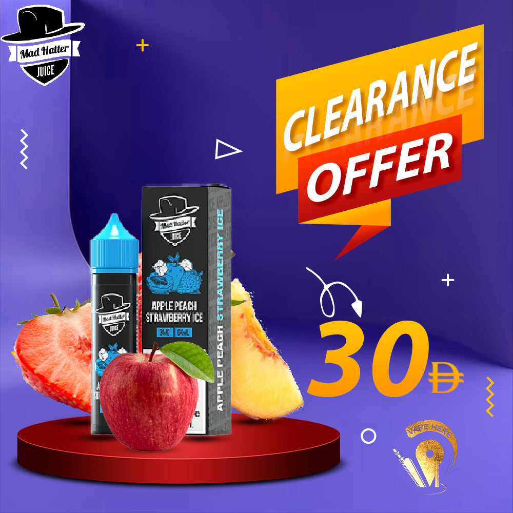 APPLE PEACH STRAWBERRY - E-LIQUIDS 60ML / MAD HATTER UAE DUBAI