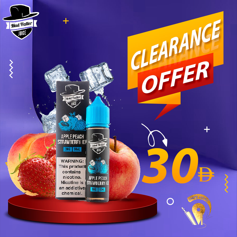 APPLE PEACH STRAWBERRY ICE - E-LIQUIDS 60ML / MAD HATTER UAE AJMAN