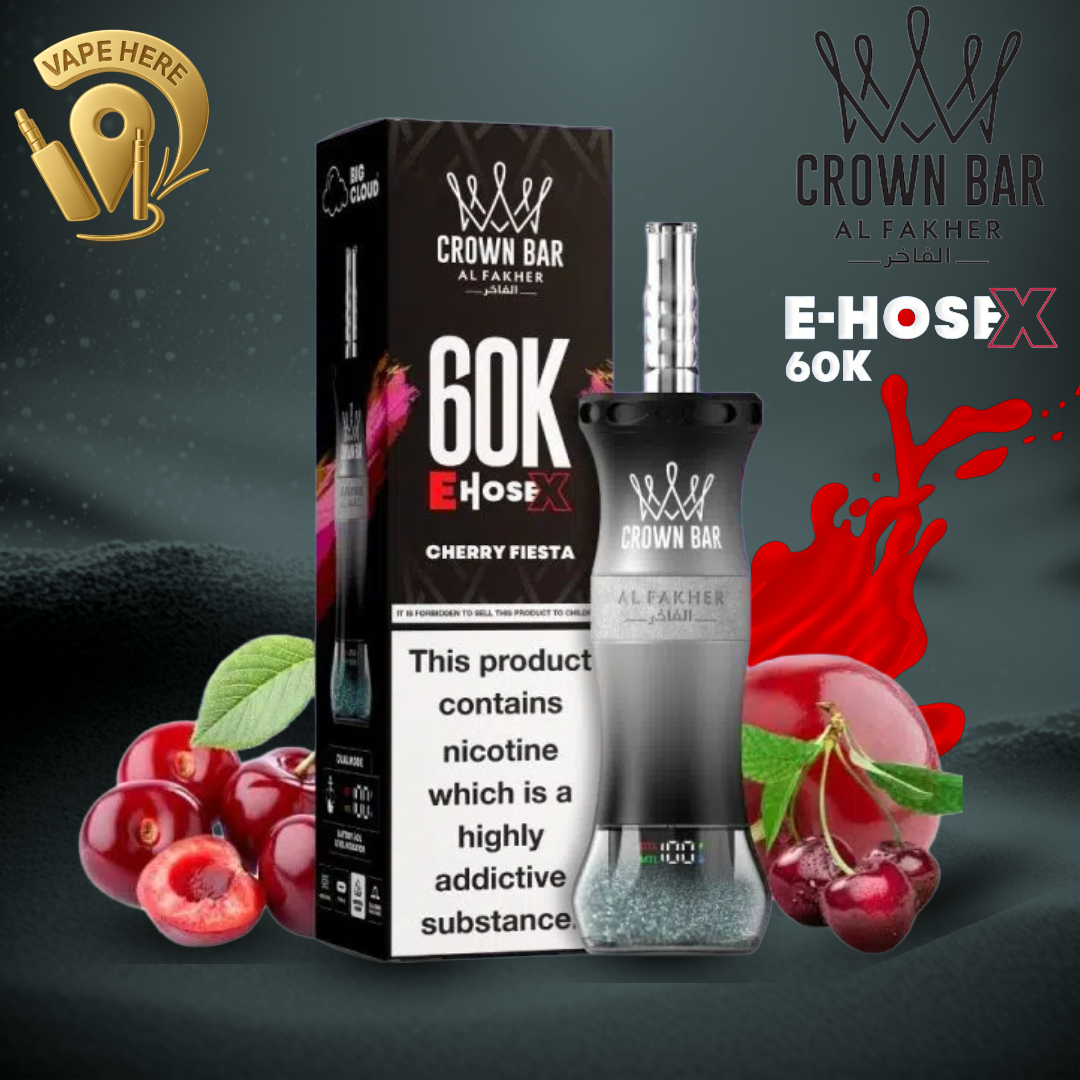 Al Fakher Crown Bar E-Hose X 60K  Disposable Vape Cherry Fiesta UAE Al Ain 