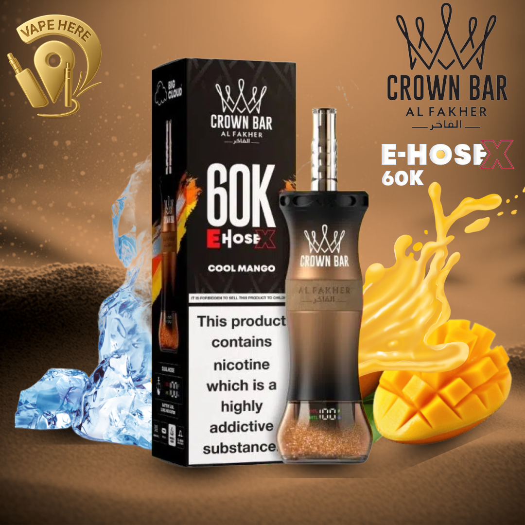 Al Fakher Crown Bar E-Hose X 60K  Disposable Vape Cool Mango UAE Ras Al Khaimah 