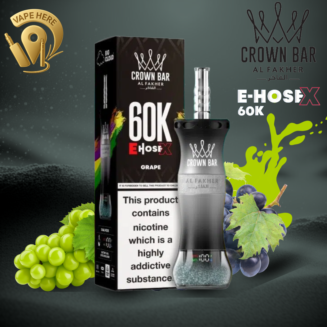 Al Fakher Crown Bar E-Hose X 60K  Disposable Vape Grape UAE Ajman 