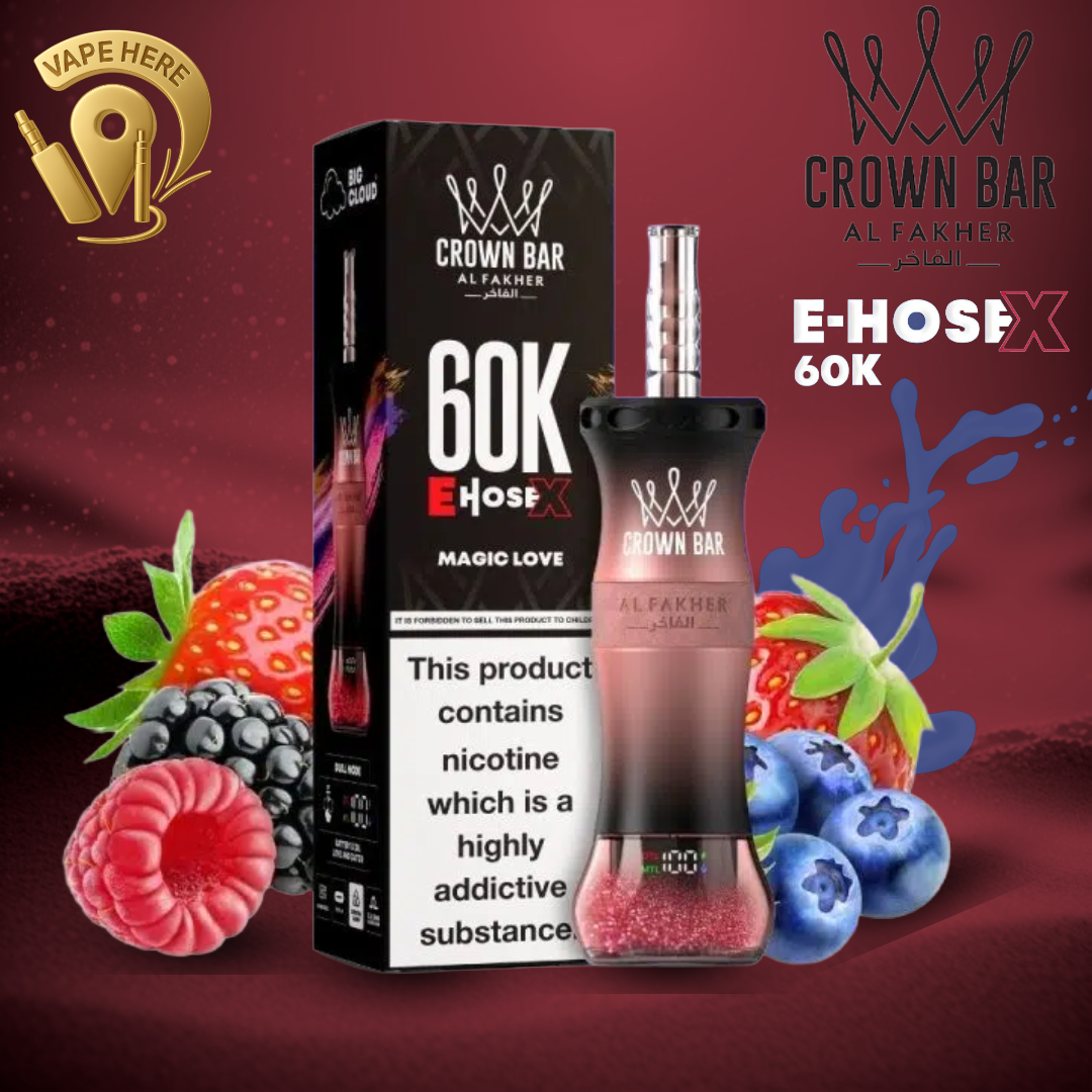 Al Fakher Crown Bar E-Hose X 60K  Disposable Vape Magic Love UAE Abu Dhabi 