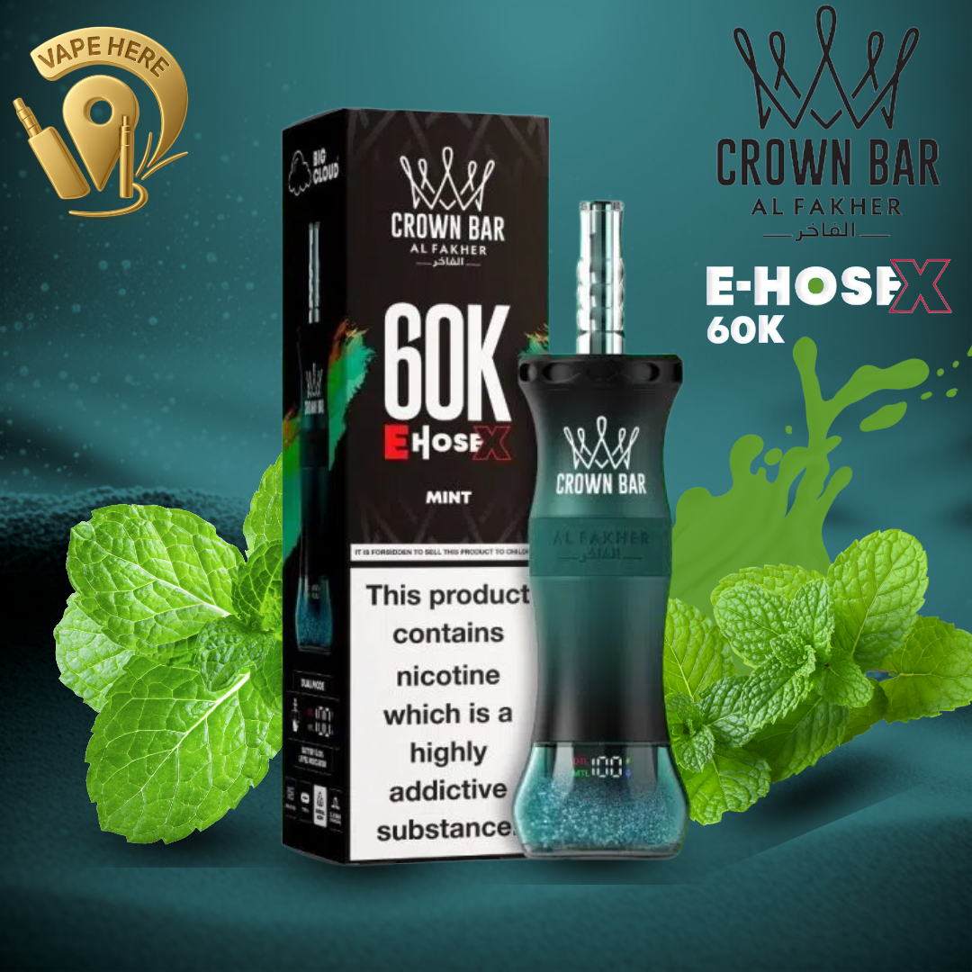 Al Fakher Crown Bar E-Hose X 60K  Disposable Vape Mint UAE Al Sharjah 