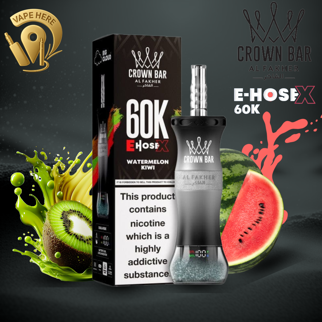 Al Fakher Crown Bar E-Hose X 60K  Disposable Vape Watermelon Kiwi UAE Al Ain 