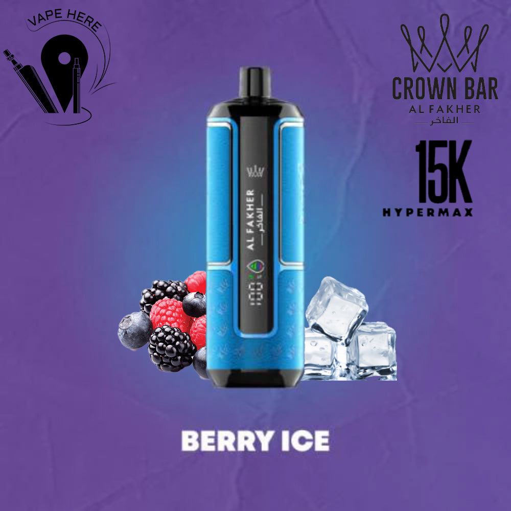 Al Fakher Crown Bar Hypermax 15000 Puffs 6mg  Disposable Vape Berry Ice UAE Al Ain