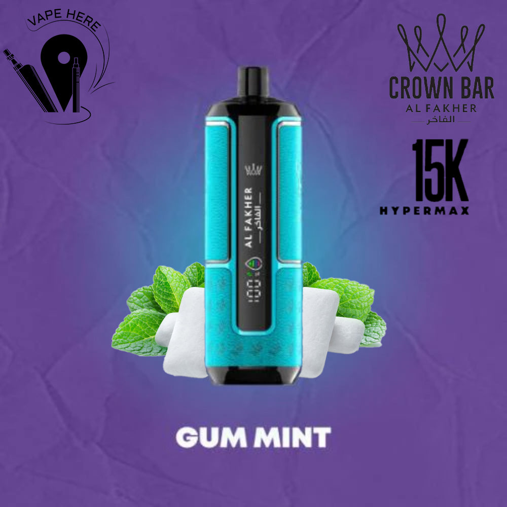 Al Fakher Crown Bar Hypermax 15000 Puffs 6mg  Disposable Vape Gum Mint UAE Dubai 