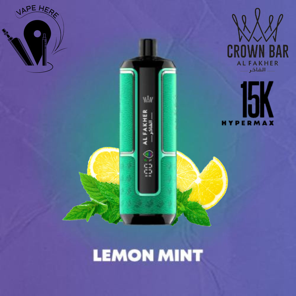 Al Fakher Crown Bar Hypermax 15000 Puffs 6mg  Disposable Vape Lemon Mint Abu Dhabi 