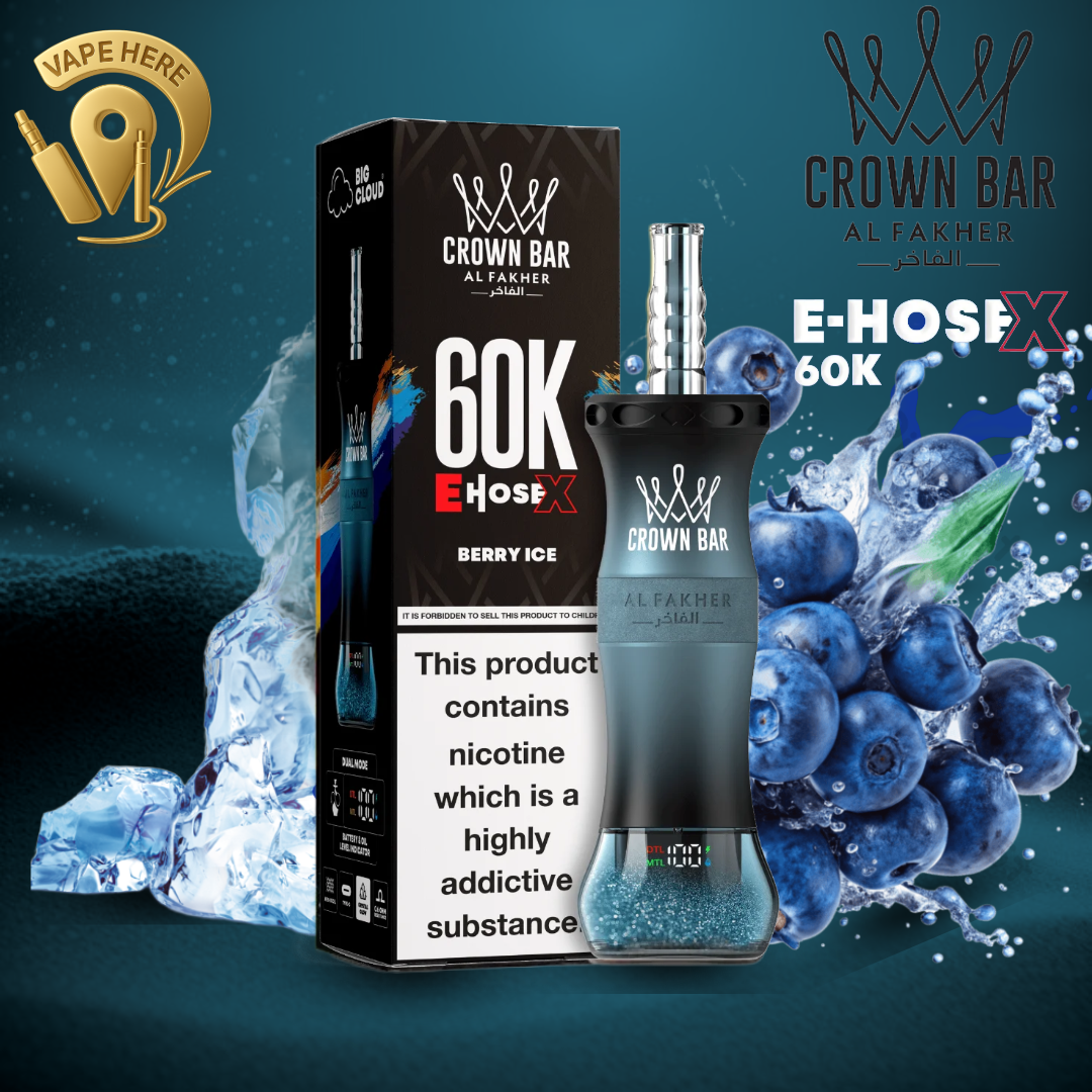 The Best Al Fakher Crown Bar E-Hose X 60K | Shisha Flavor Disposable Vape |  Vape Here Store