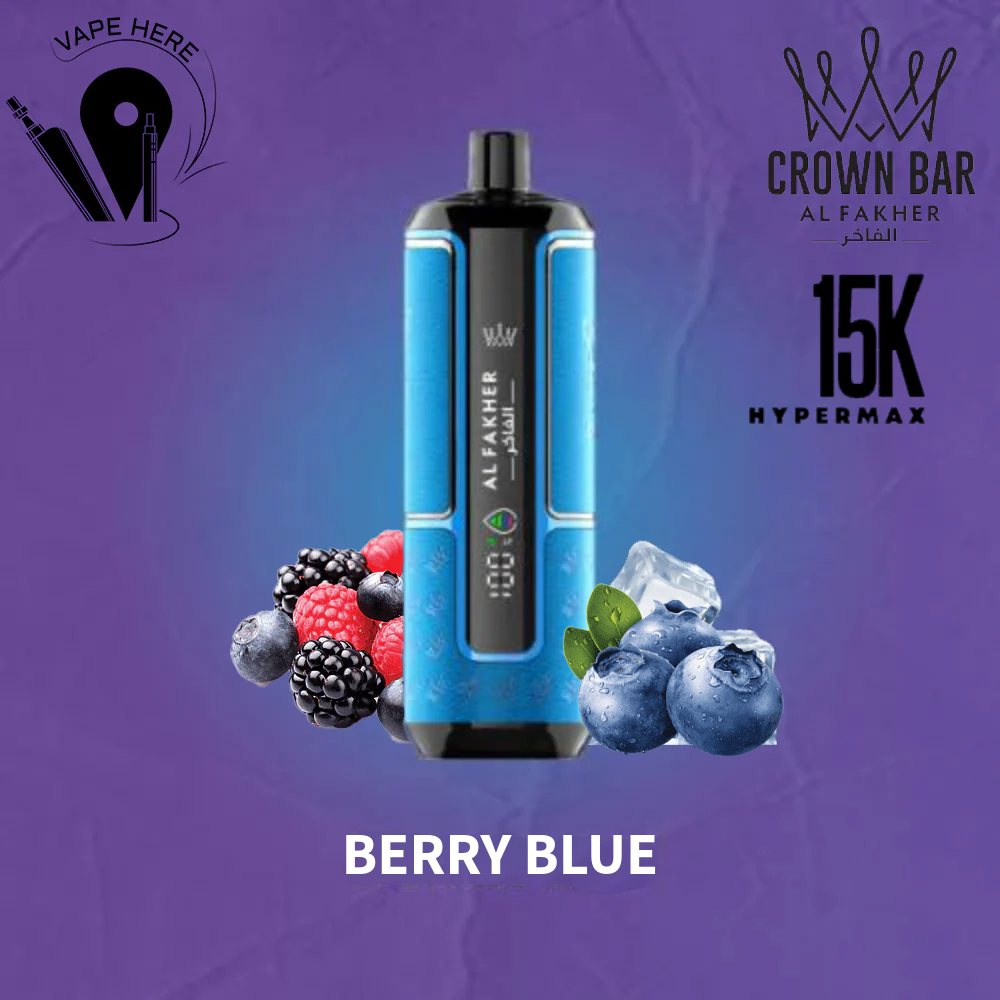 Al Fakher Crown Bar Hypermax 15000 Puffs 6mg  Disposable Vape Berry Blue UAE Abu Dhabi