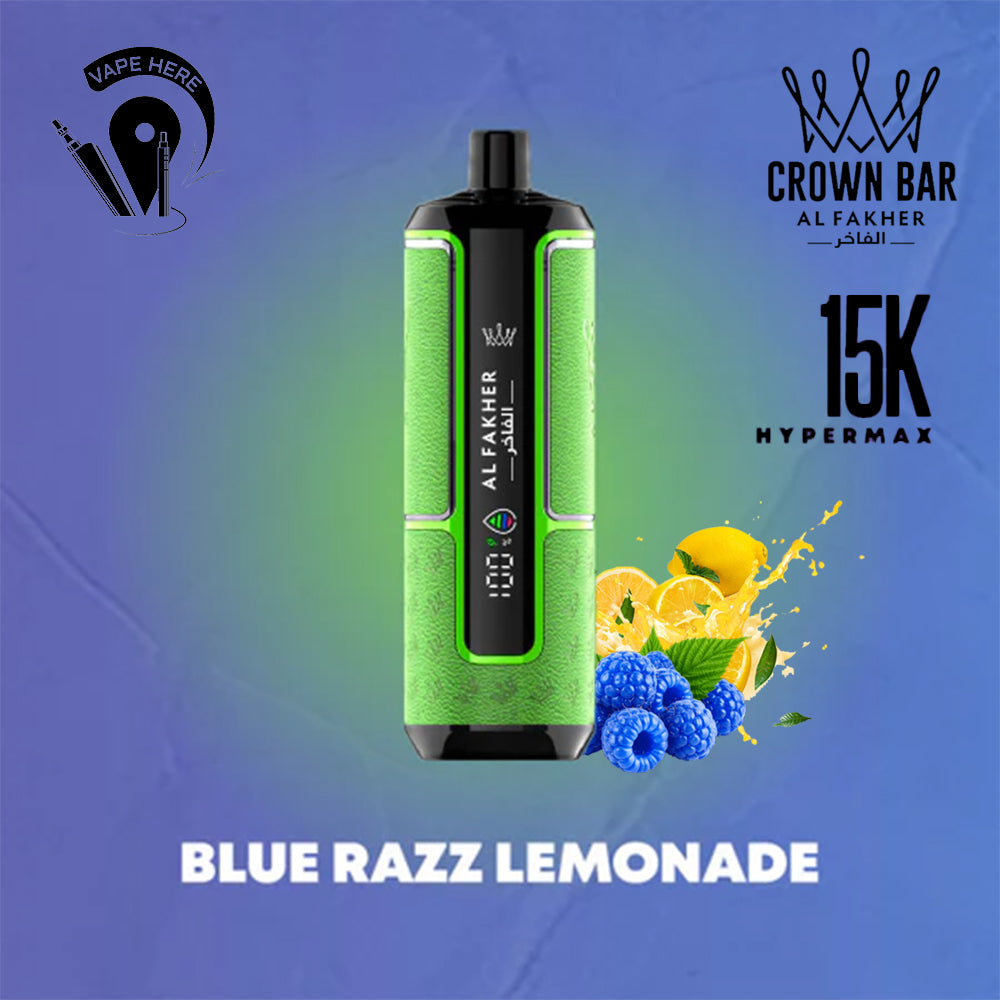Al Fakher Crown Bar Hypermax 15000 Puffs 6mg  Disposable Vape Blue Razz Lemonade UAE Al Ain 