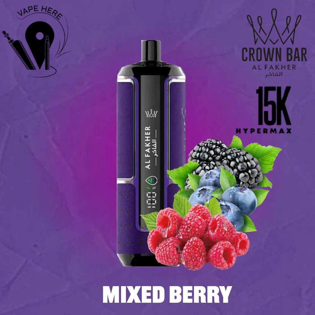Al Fakher Crown Bar Hypermax 15000 Puffs 6mg  Disposable Vape Mixed Berry UAE Abu Dhabi 