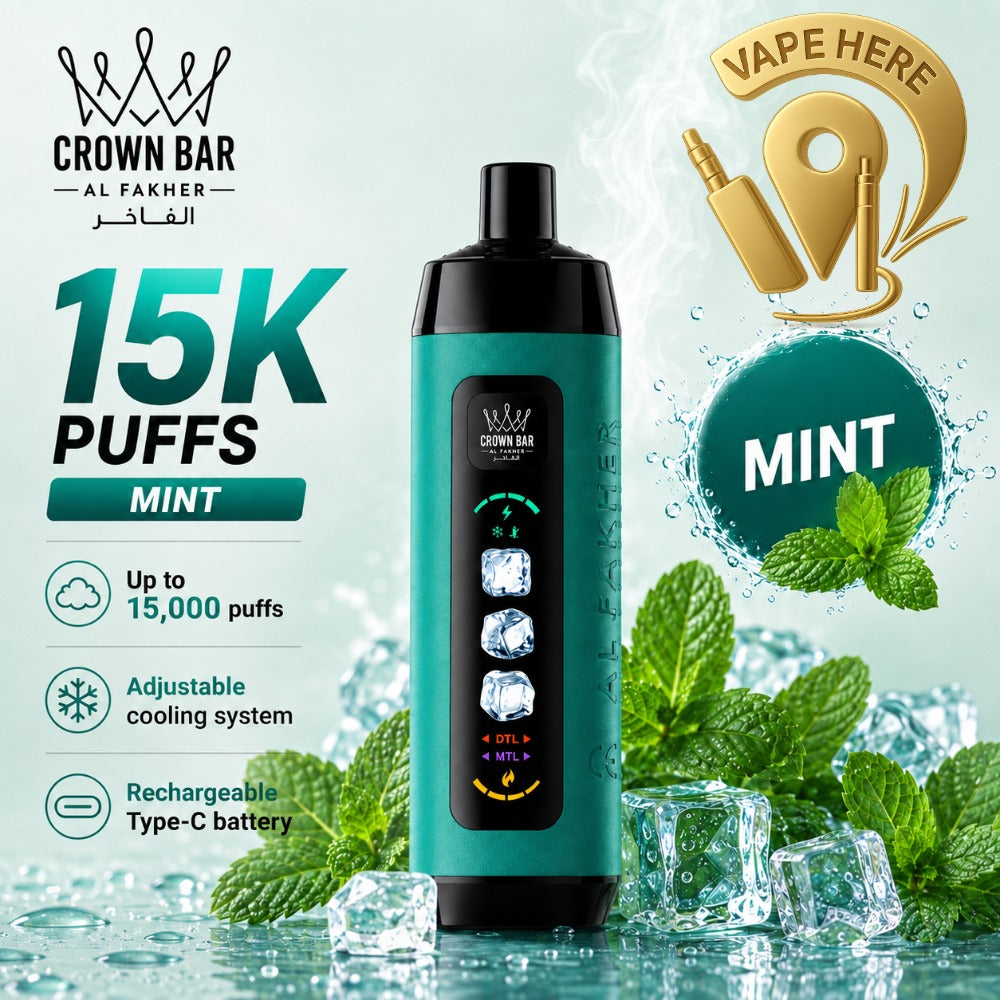 Al Fakher Crown Bar ICE ADJUST 15K Puffs from Crown Bar Vape UAE AL AIN 