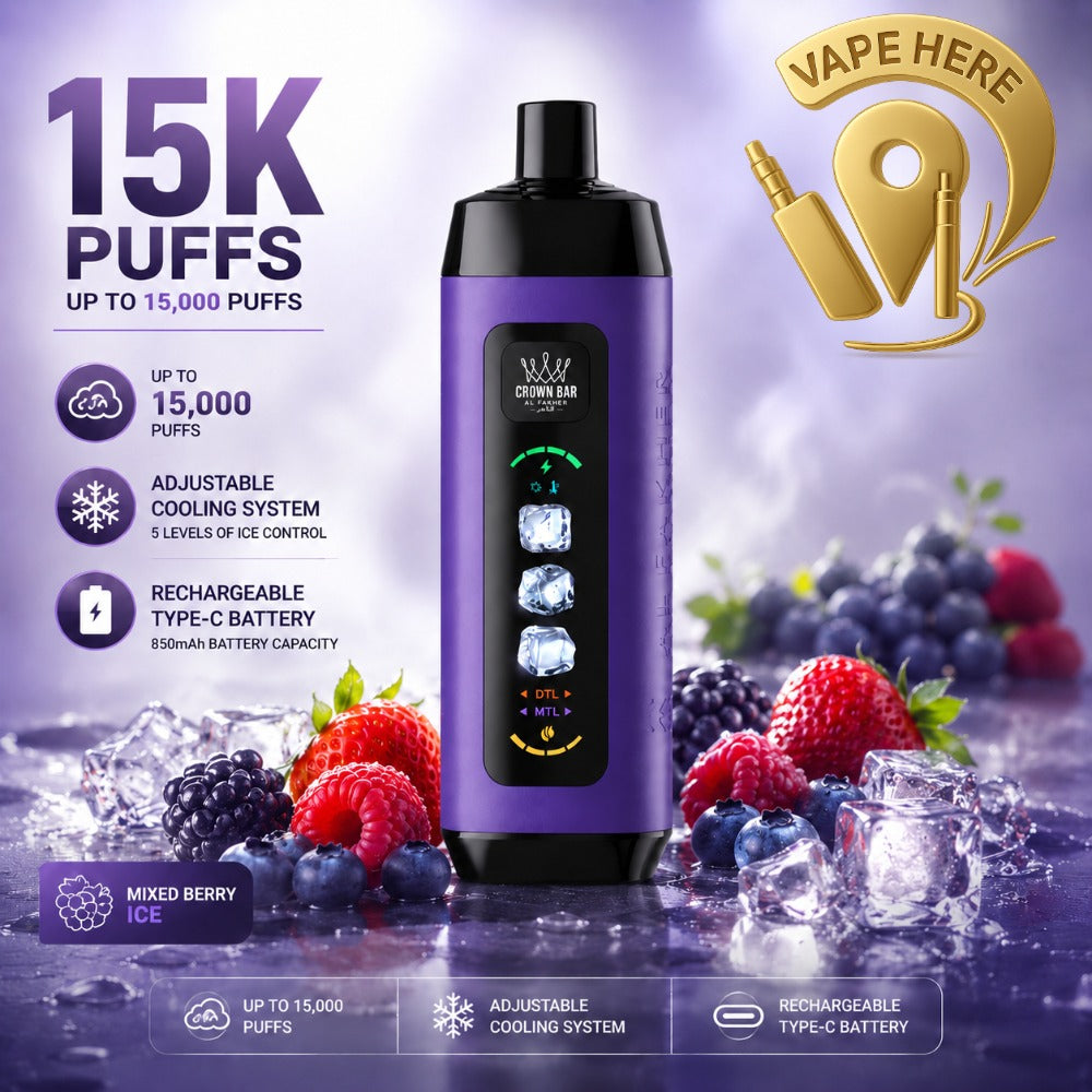 Al Fakher Crown Bar ICE ADJUST 15K Puffs from Crown Bar Vape UAE DUBAI 