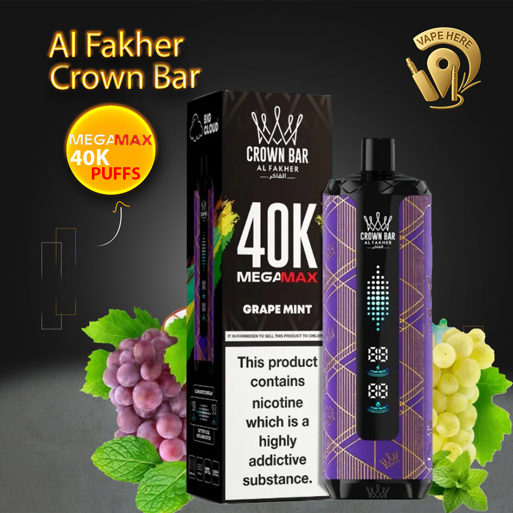 Al Fakher Crown Bar Mega Max 40K Puffs Disposable Vape | Vape Here Store |  Vape Here Store