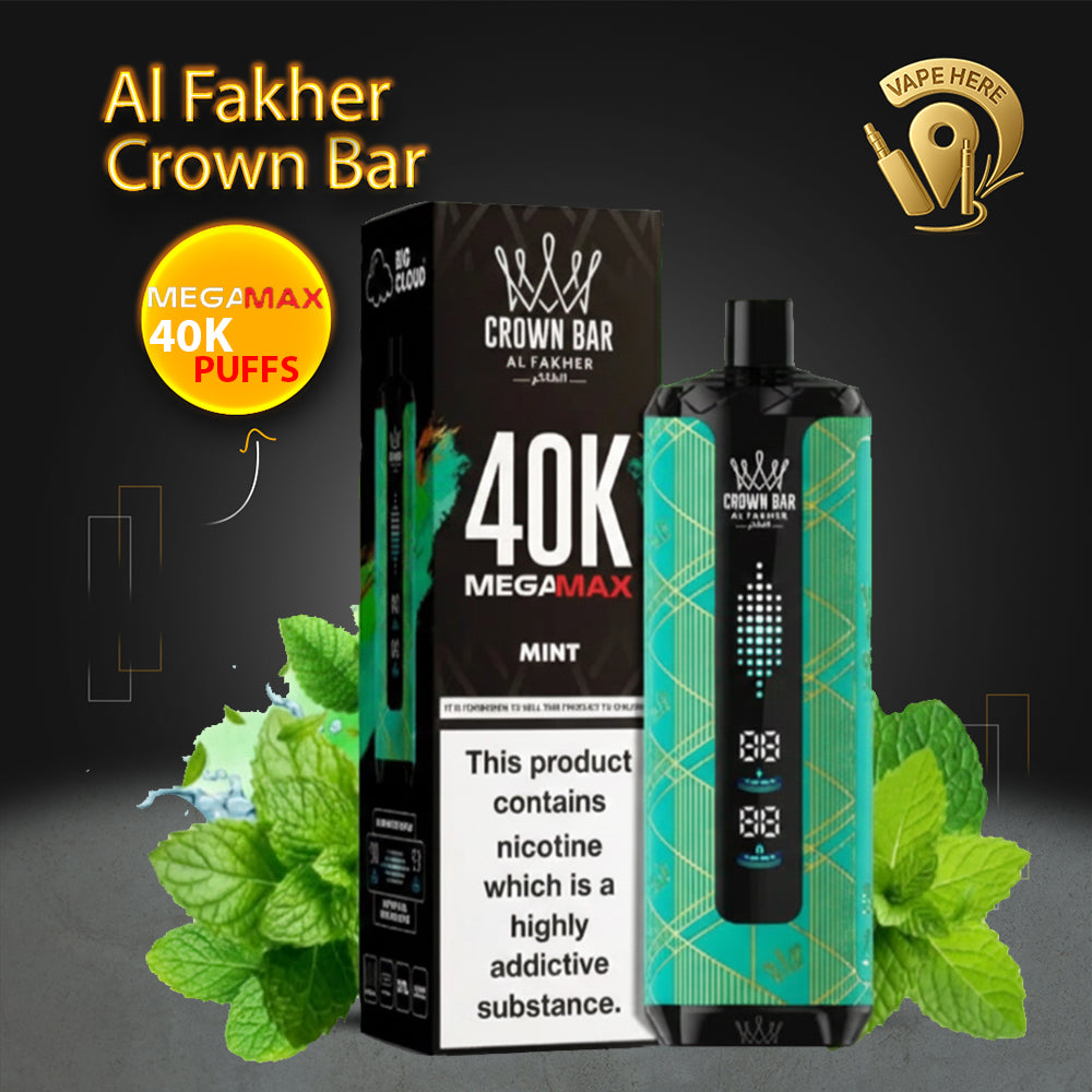 Al Fakher Crown Bar Mega Max 40K Puffs Disposable Vape Mint UAE Al Ain