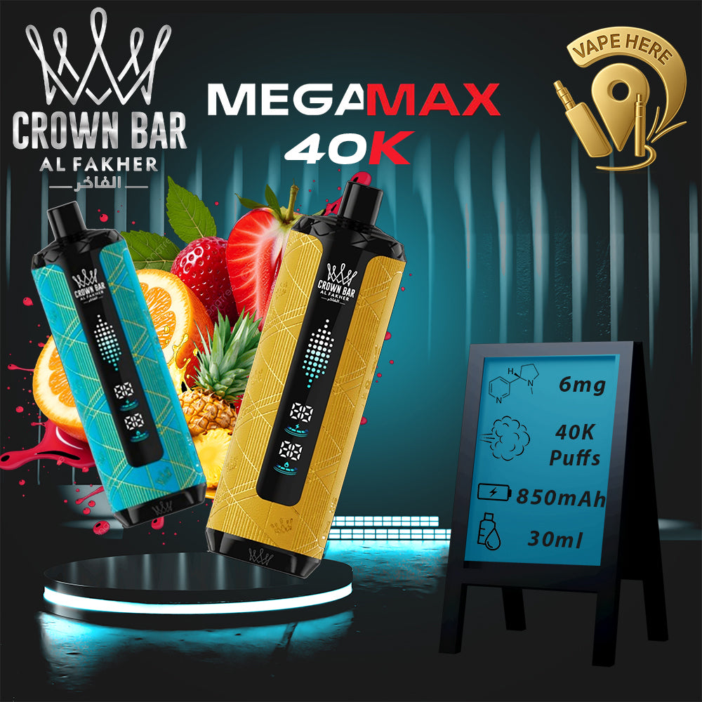 Al Fakher Crown Bar Mega Max 40K Puffs Disposable Vape UAE Abu Dhabi 