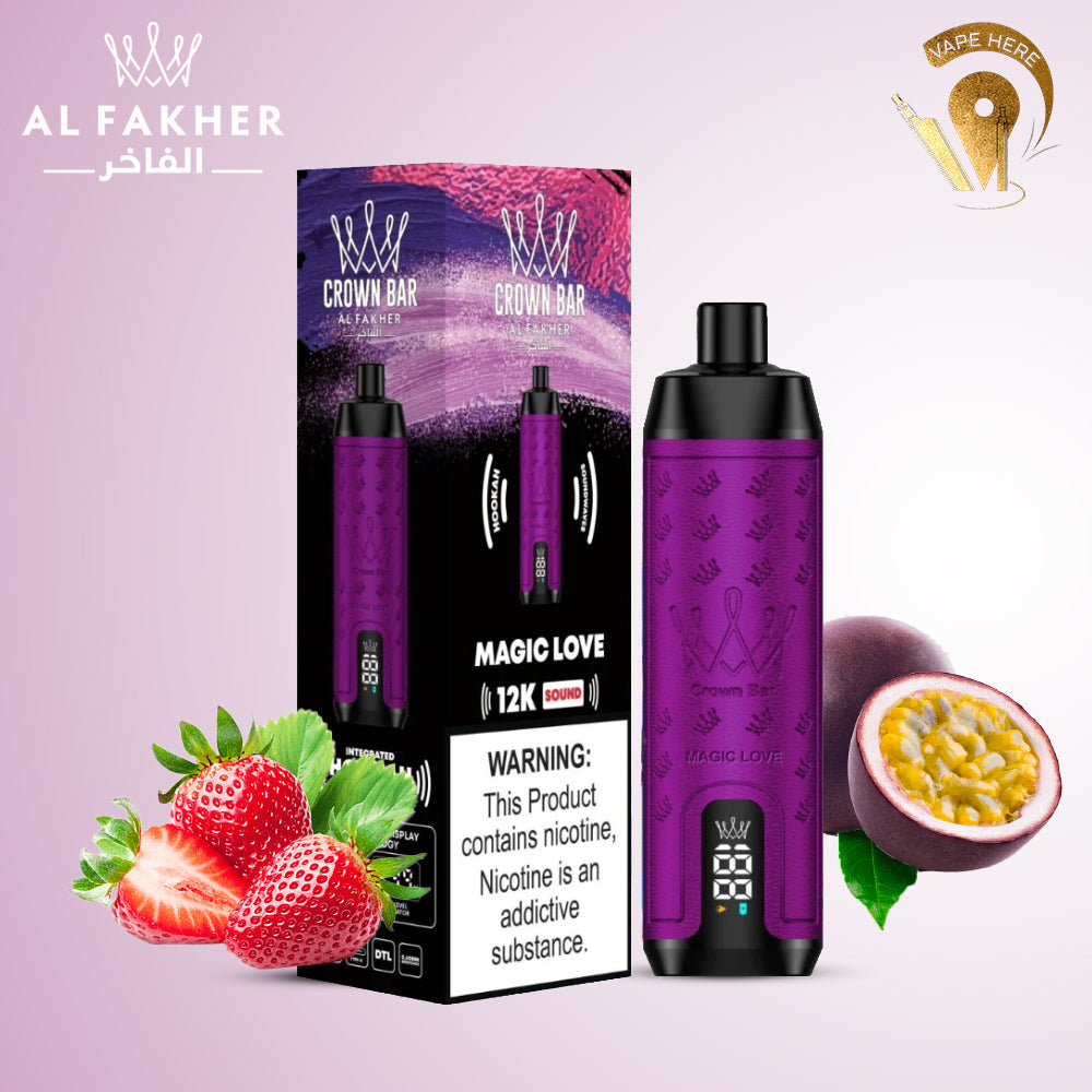 Al Fakher Crown Bar Sound 12000 Puffs DLT Shisha Disposable Vape Magic Love UAE Dubai