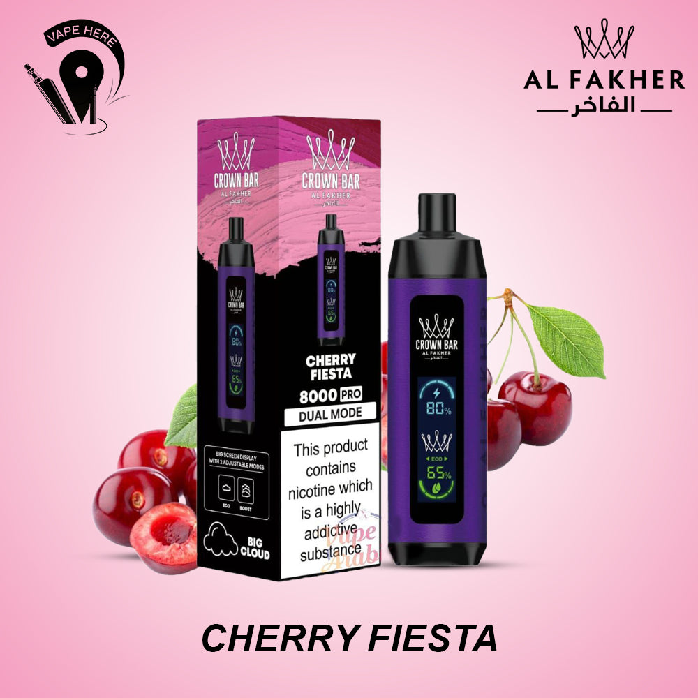 Al Fakher Shisha Crown Bar 8000 & 8000 PRO Cherry Fiesta UAE Ajman