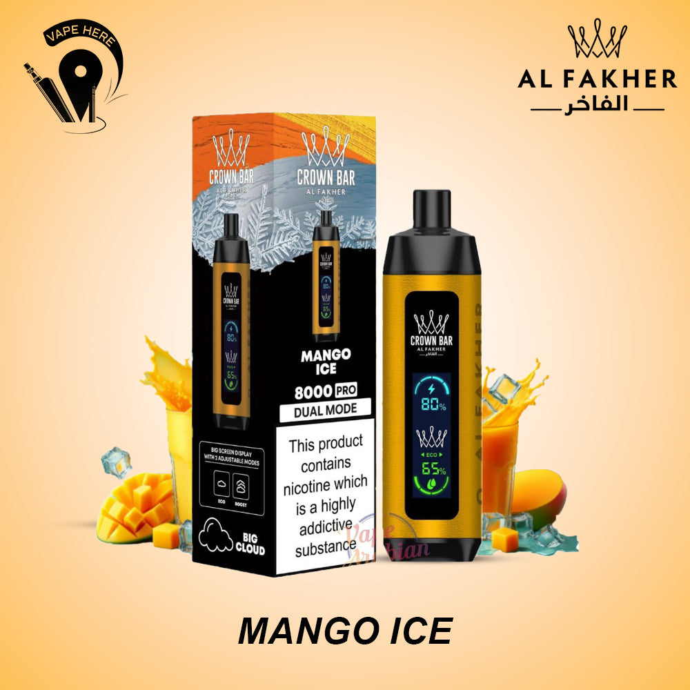 Al Fakher Shisha Crown Bar 8000 & 8000 PRO Mango Ice UAE Sharjah