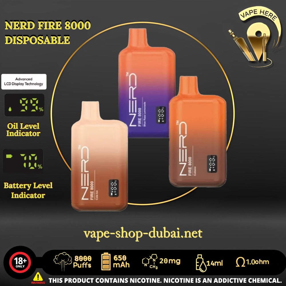 NERD FIRE 8000 PUFFS DISPOSABLE VAPE - Vape Here Store