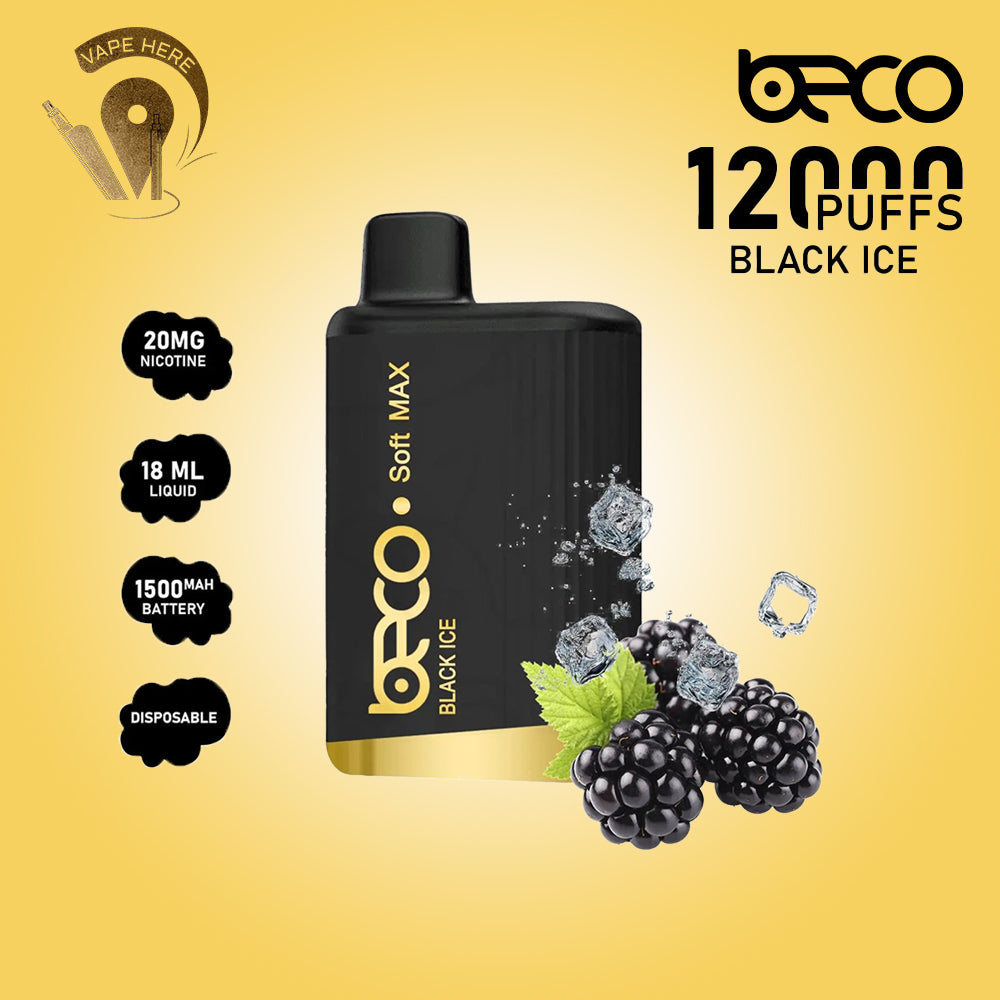 BECO SOFTMAX 12000 PUFFS DISPOSABLE VAPE 20mg Black Ice UAE Abu Dhabi