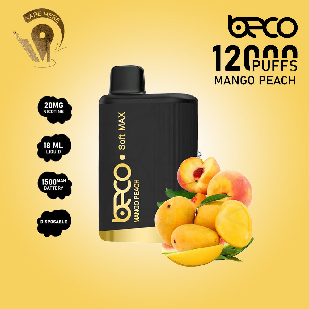 BECO SOFTMAX 12000 PUFFS DISPOSABLE VAPE 20mg Mango Peach UAE Ajman