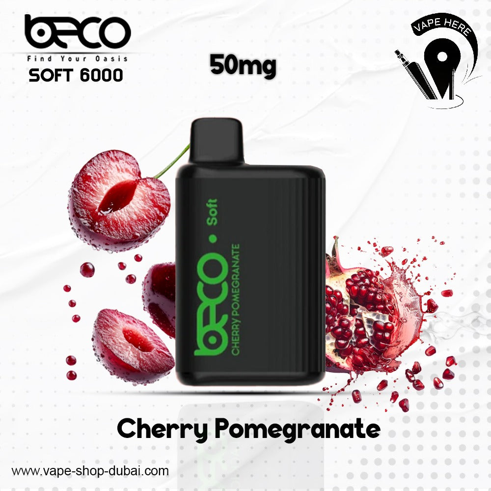 BECO SOFT 6000 Puffs Disposable Vape (Non-Rechargeable)- 20 & 50mg Cherry Pomegranate 50mg UAE Abu Dhabi 