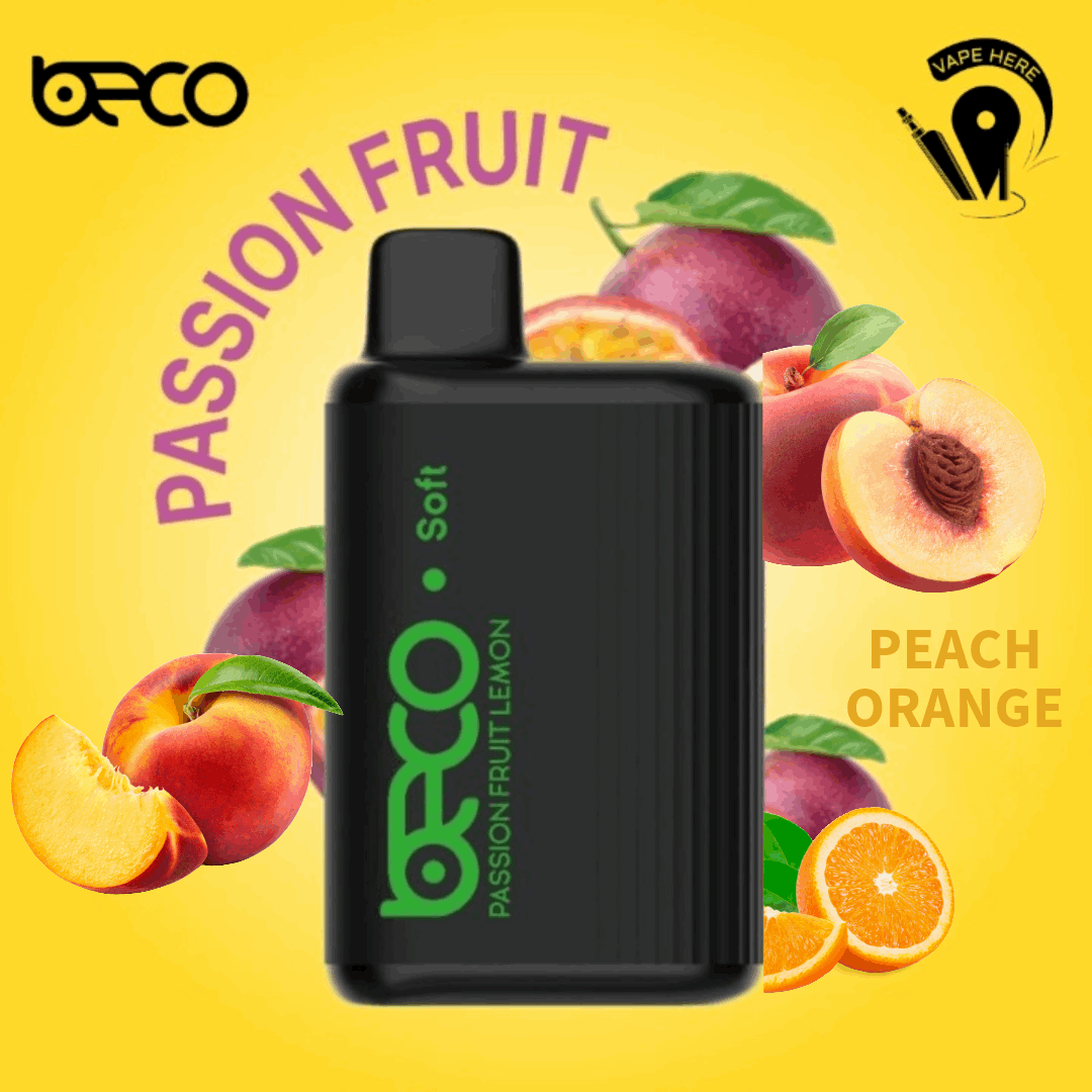 BECO SOFT 6000 Puffs Disposable Vape (Non-Rechargeable)- 20 & 50mg Passionfruit Peach Orange UAE Abu Dhabi