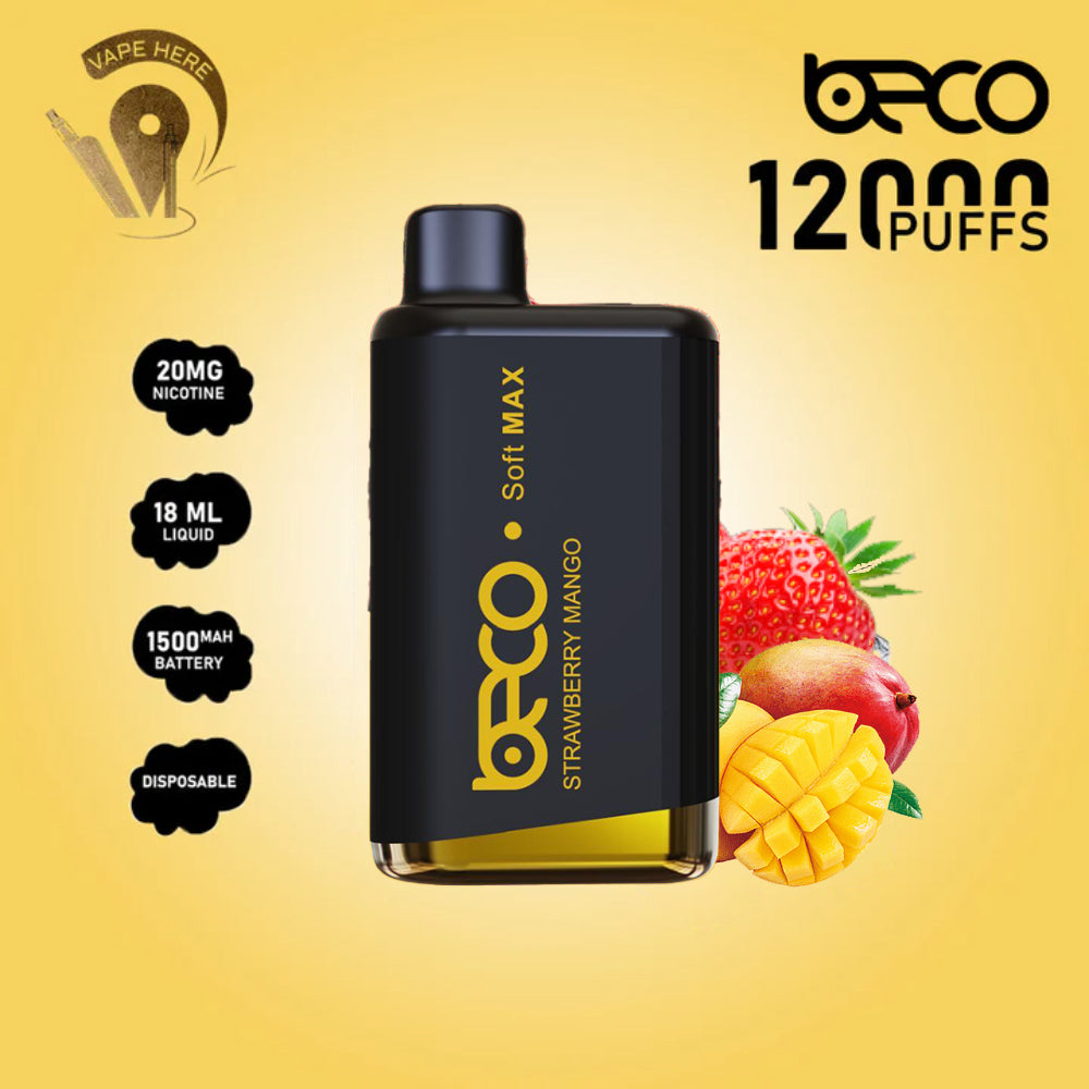 BECO SOFT MAX 12000 PUFFS DISPOSABLE VAPE 20mg Strawberry Mango UAE Ras Al Khaimah