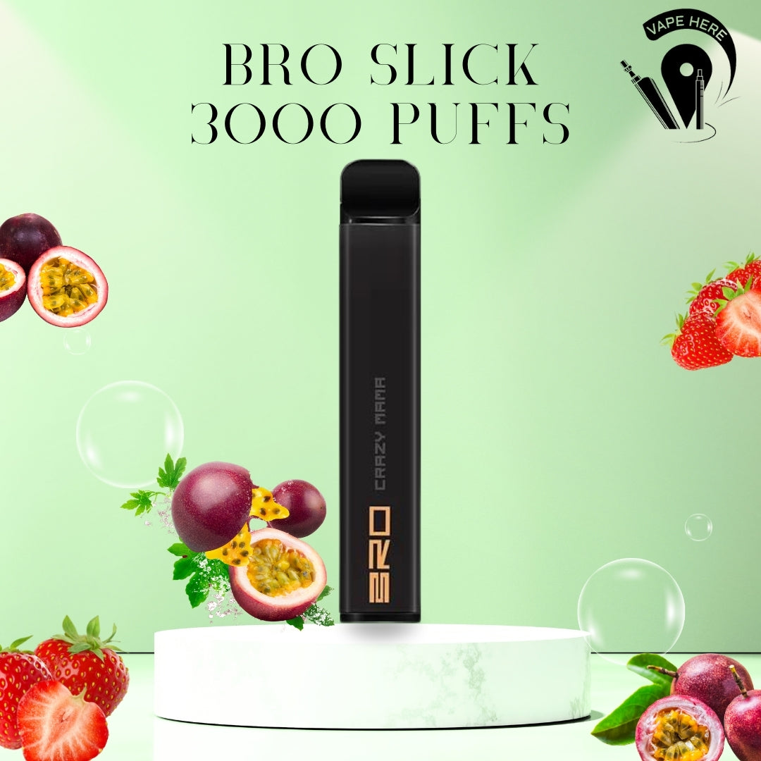 BRO Slick Disposable Vape 3000 PUFFS 20MG Crazy Mama (Strawberry Passionfruit) UAE Al Ain