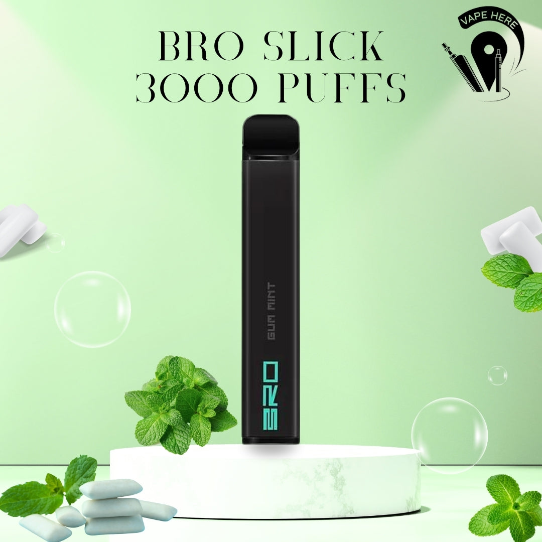 BRO Slick Disposable Vape 3000 PUFFS 20MG Bubblegum Mint UAE Sharjah