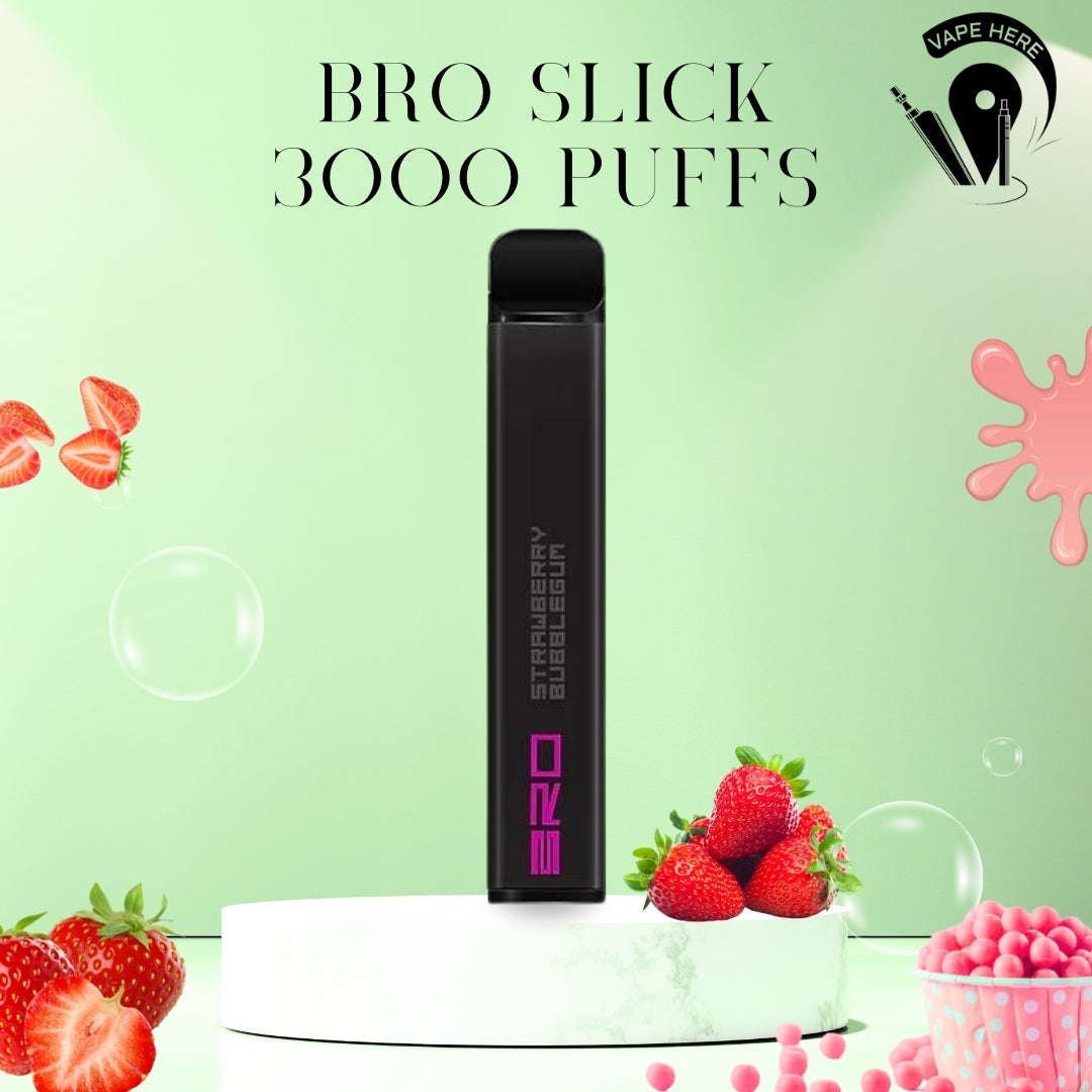 BRO Slick Disposable Vape 3000 PUFFS 20MG UAE Bubblegum Strawberry UAE Al Ain