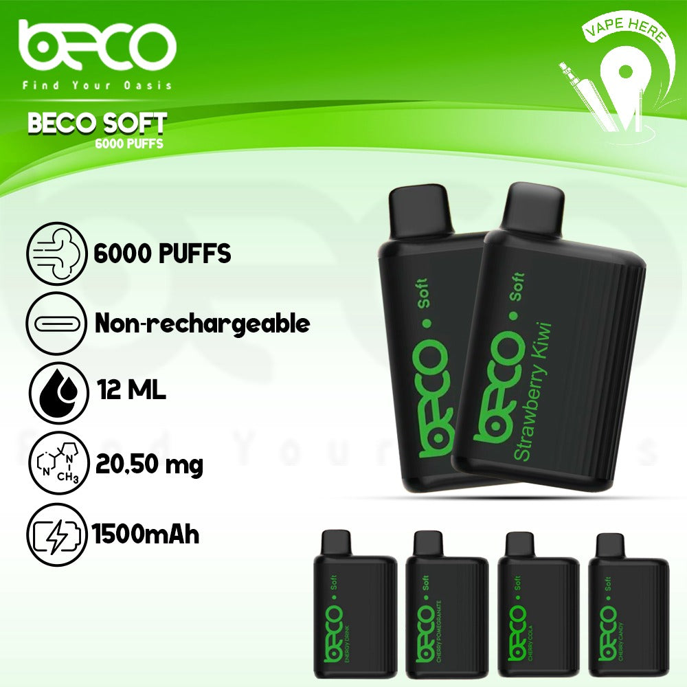 BECO SOFT 6000 Puffs Disposable Vape (Non-Rechargeable)- 20 & 50mg Sharjah, UAE
