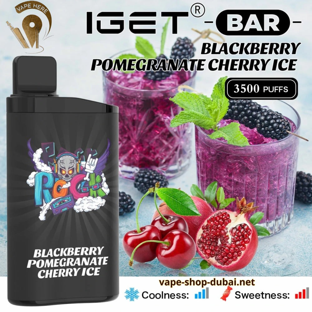 IGET BAR DISPOSABLE VAPE (3500 PUFFS) Blackberry Cherry Pomegranate UAE Dubai