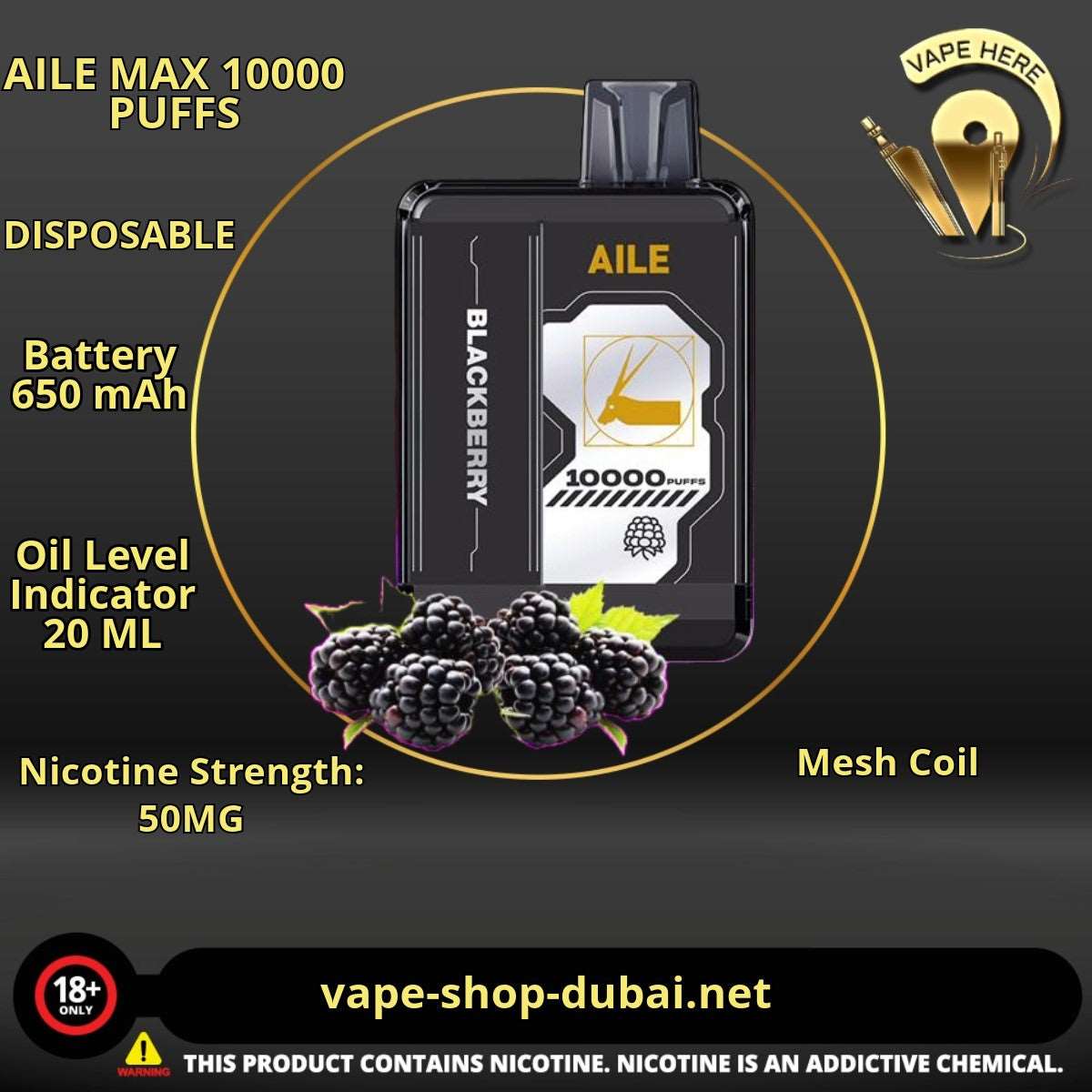 AILE MAX 10000 PUFFS DISPOSABLE VAPE - Vape Here Store