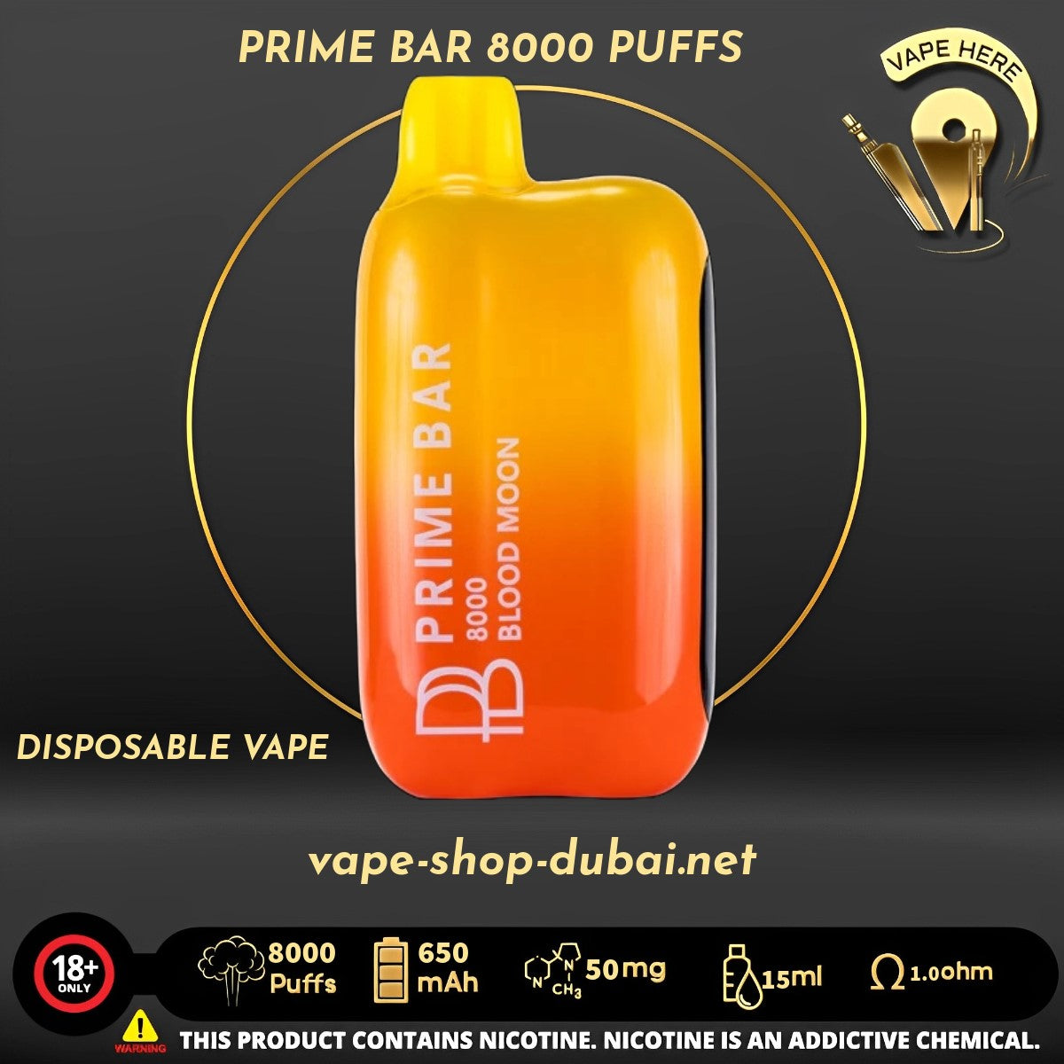 PRIME BAR 8000 PUFFS 50MG DISPOSABLE VAPE - Vape Here Store