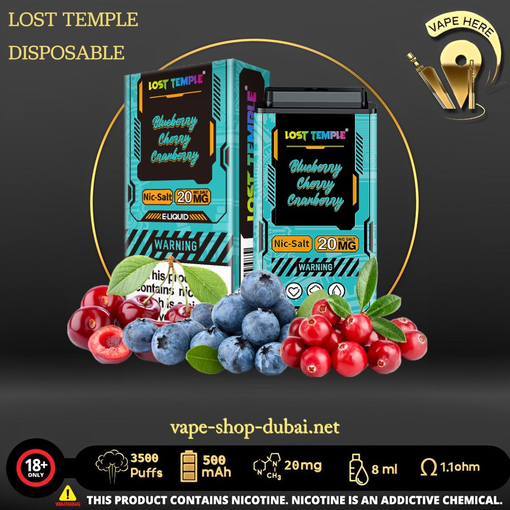 LOST TEMPLE 3500 PUFFS Blueberry Cherry Cranberry DISPOSABLE VAPE UAE Ajman