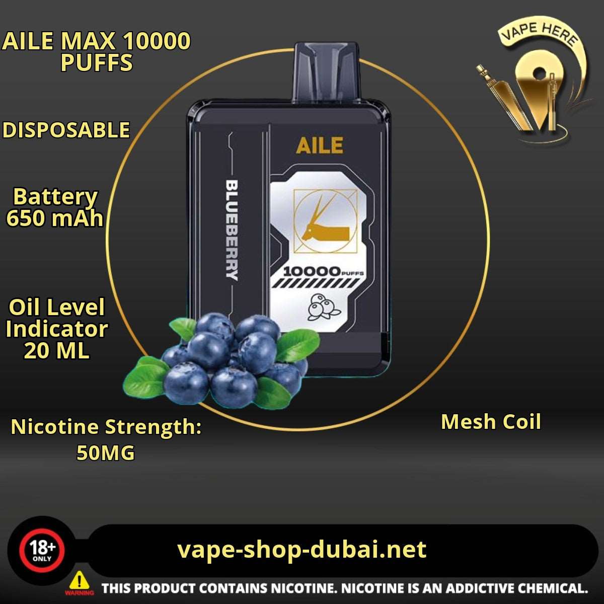 AILE MAX 10000 PUFFS DISPOSABLE VAPE - Vape Here Store