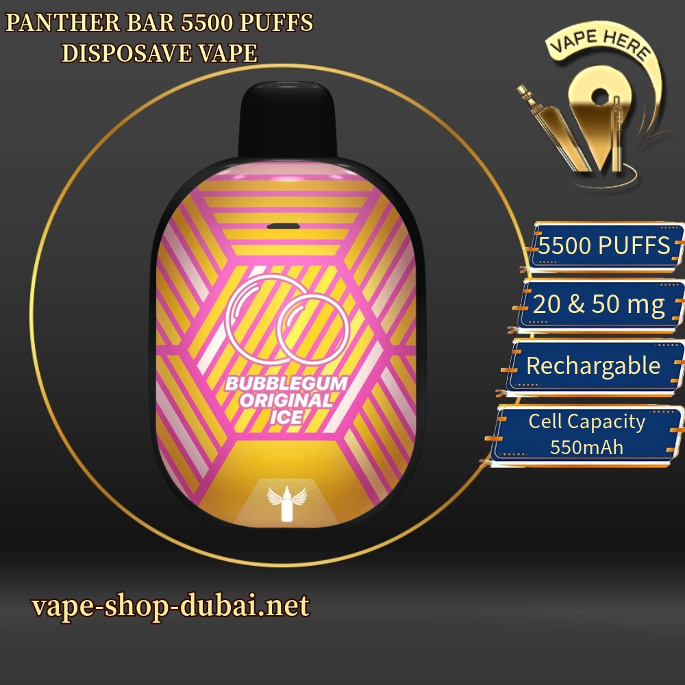 PANTHER BAR 5500 PUFFS Bubblegum Original Ice DISPOSAVE VAPE BY DR. VAPE UAE Sharjah