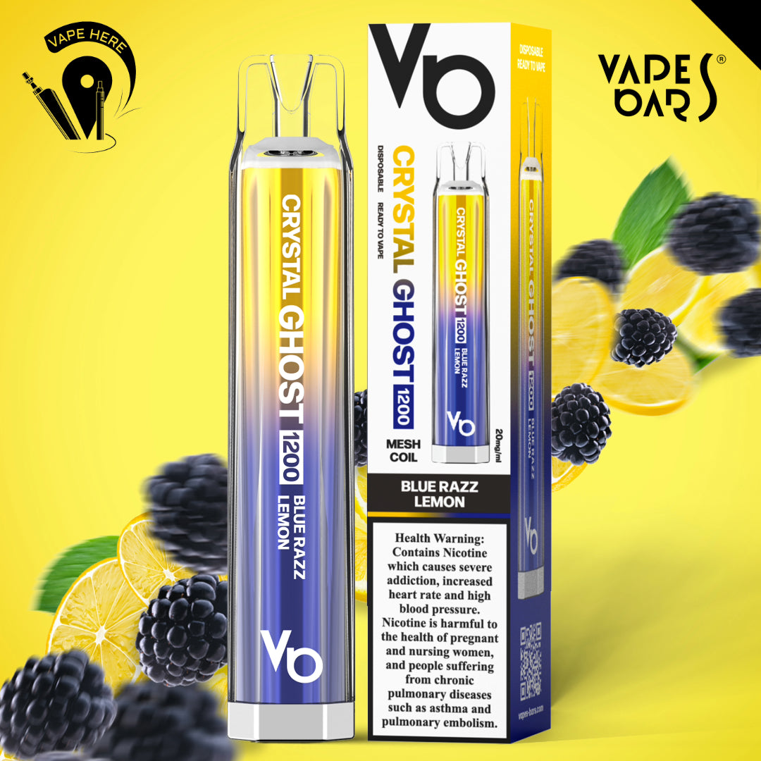 CRYSTAL GHOST 1200 PUFFS DISPOSABLE VAPE 20mg by Vapes Bar Blue Razz Lemon