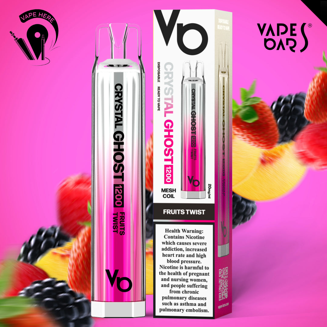 CRYSTAL GHOST 1200 PUFFS DISPOSABLE VAPE 20mg by Vapes Bar Fruits Twist UAE Fujairah