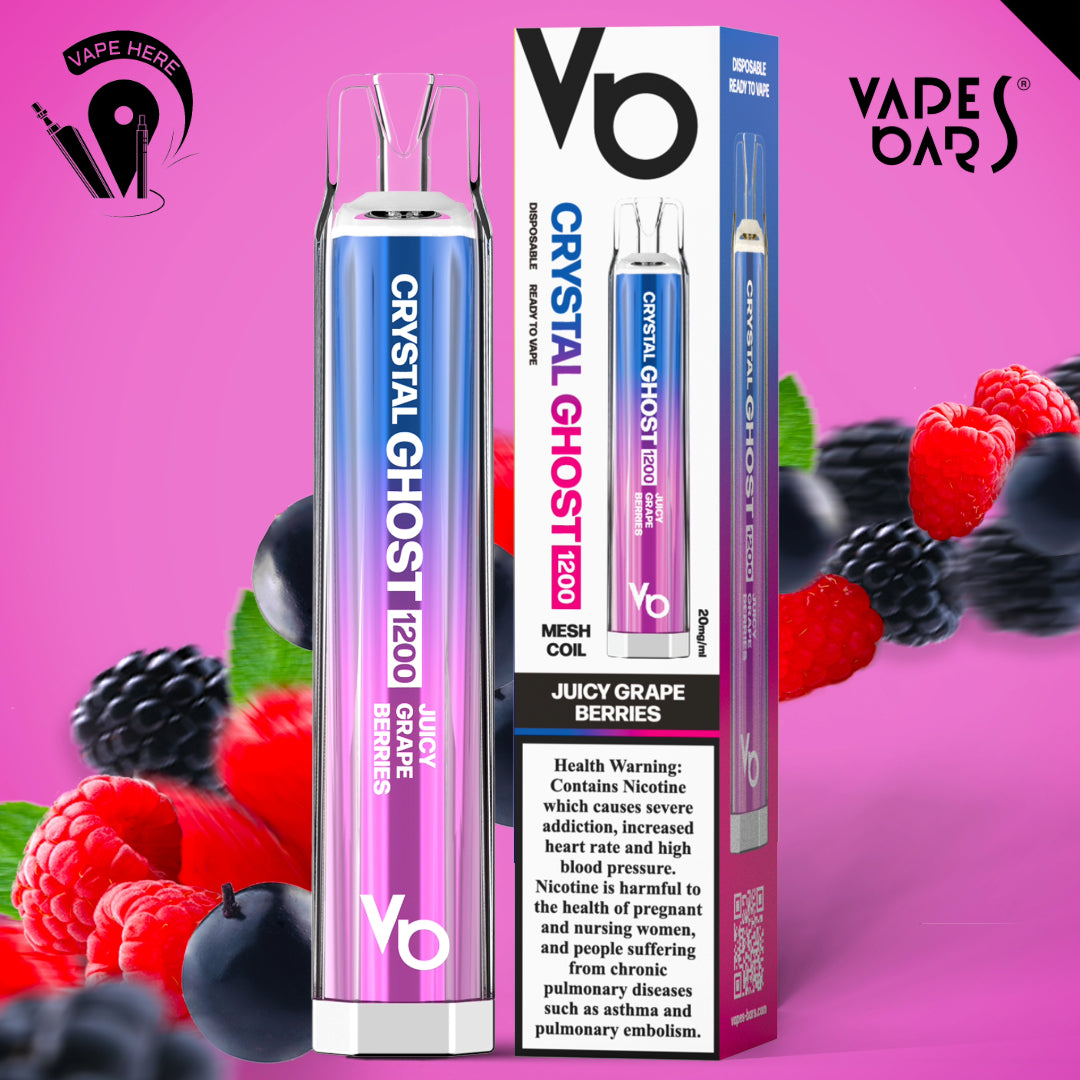 CRYSTAL GHOST 1200 PUFFS DISPOSABLE VAPE 20mg by Vapes Bar Juicy Grape Berries UAE Al Ain