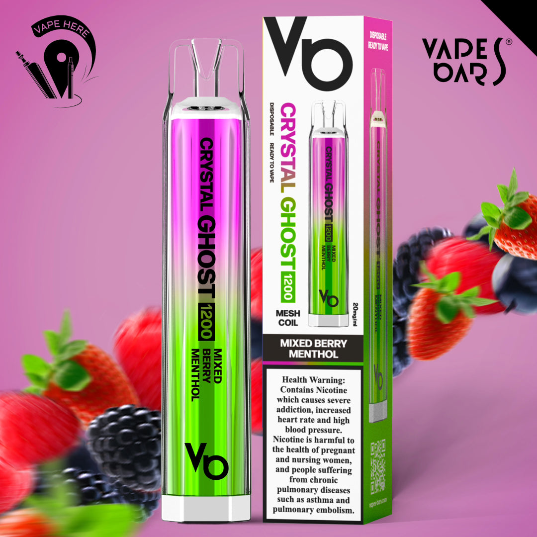 CRYSTAL GHOST 1200 PUFFS DISPOSABLE VAPE 20mg by Vapes Bar Mixed Berry Menthol UAE Dubai