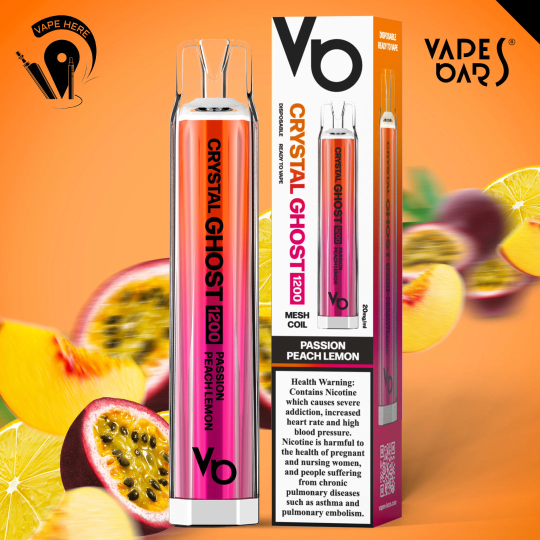 CRYSTAL GHOST 1200 PUFFS DISPOSABLE VAPE 20mg by Vapes Bar Passion Peach Lemon UAE Al Ain